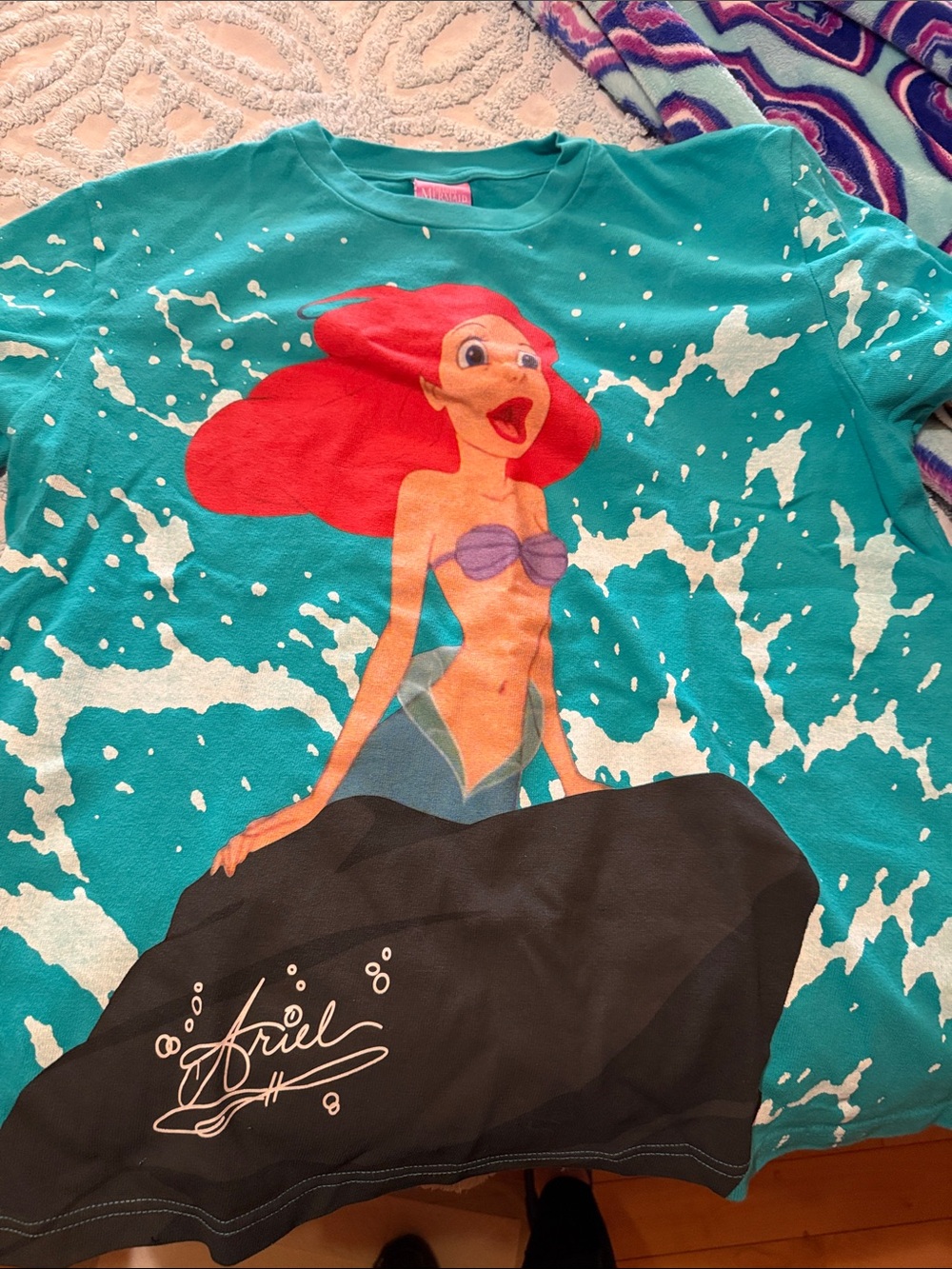 Disney Teal Ariel Graphic Tee with Red Hair